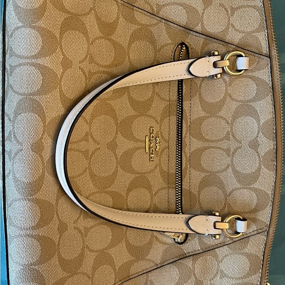 Coach Beige and Gold Signature Shoulder Bag